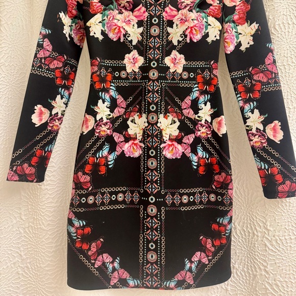Bebe long sleeve Floral print body con dress XXS - Picture 4 of 4